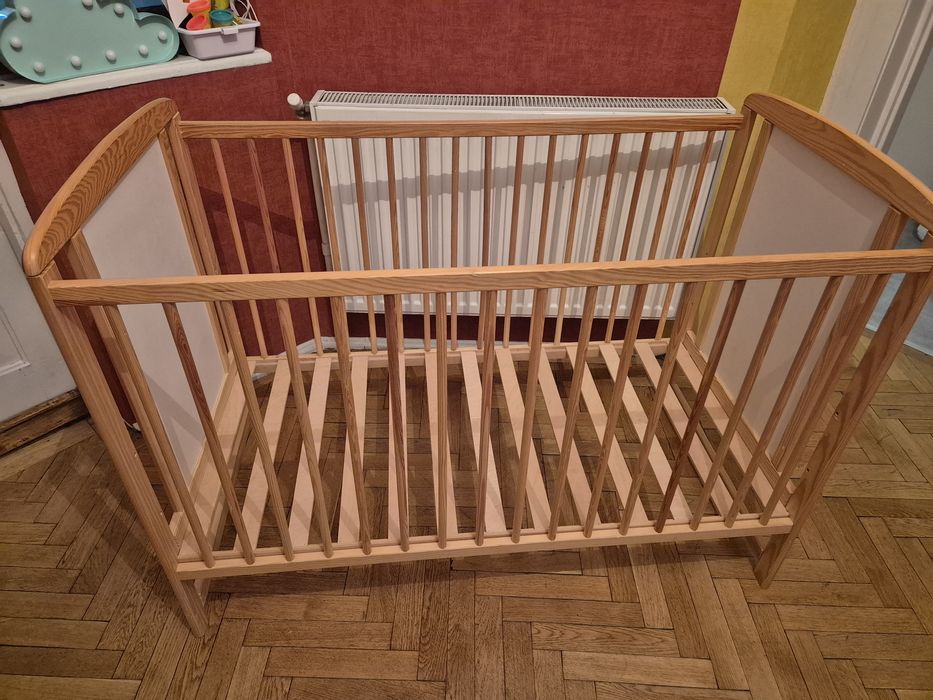 Patut bebe lemn natur, reglabil la 3 inaltimi , 120x60 cm