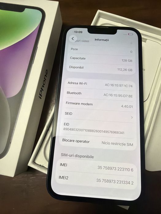 Iphone 14 128Gb Full Box ca Nou 99% Baterie
