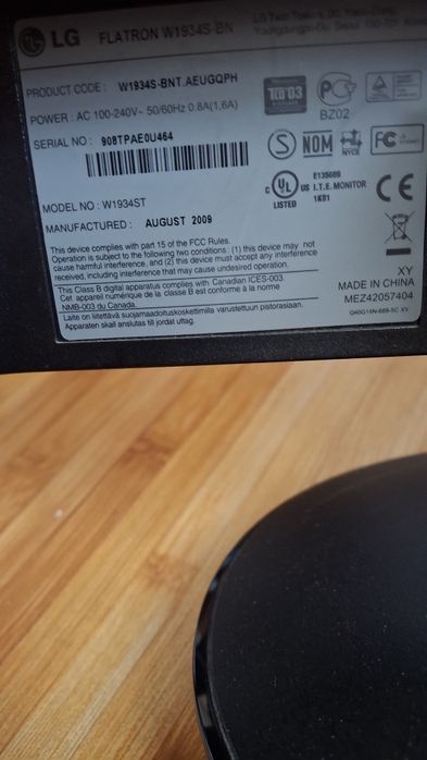 Monitor LG Flatron 19"  W1934S