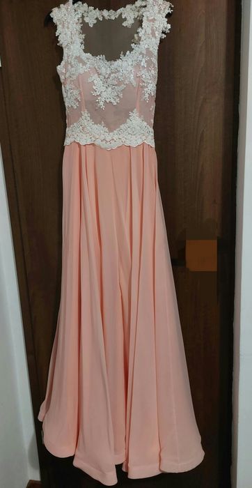 Rochie lunga facuta pe comanda roz somon