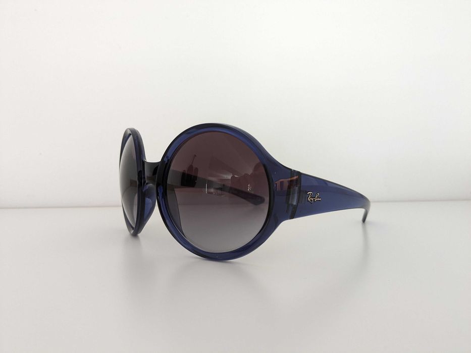 Ochelari de soare Rayban stil Y2K - rotunzi, supra-dimensionati, bleu