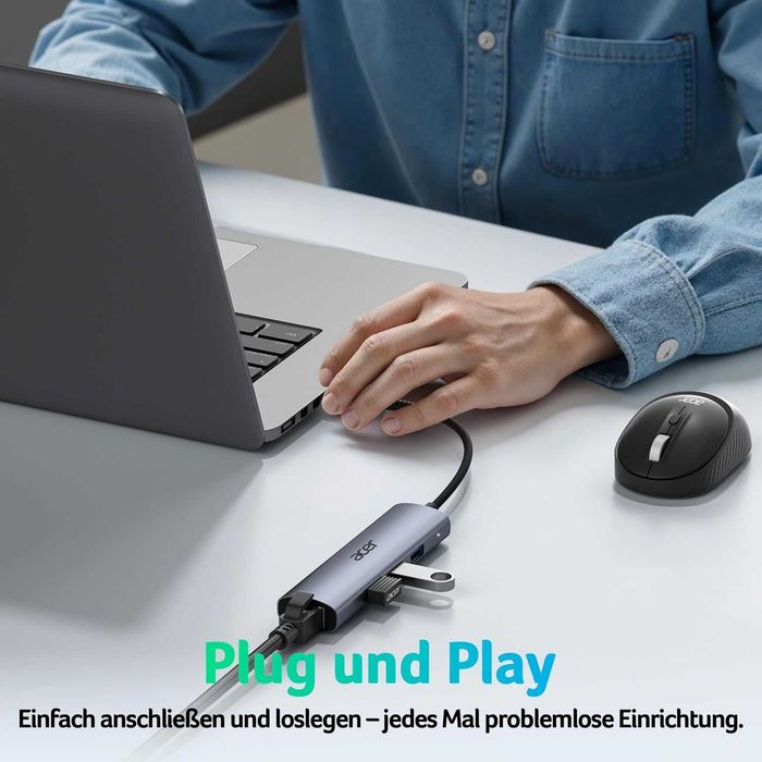 Acer USB-C/USB-A хъб с Gigabit Ethernet и 3 USB порта