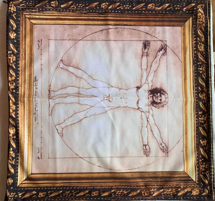 Декоративна калъфка за възглавница Витрувиански човек, 60х60 см, с цип