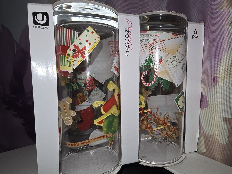 Комплект 4 броя чаши 270 мл. с Коледен декор D343 Uniglass Poshta Sant