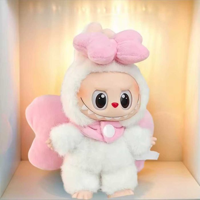 Лабубу Ангел с крилца и панделки, Labubu The Monster с аксесоари