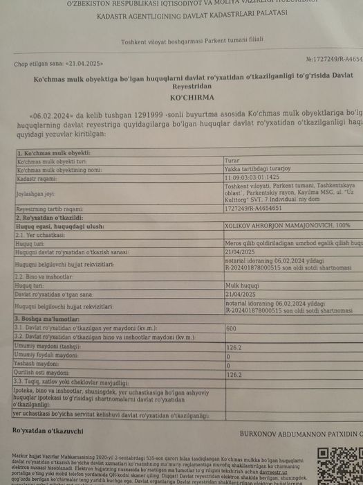 6 сотх дача Паркент