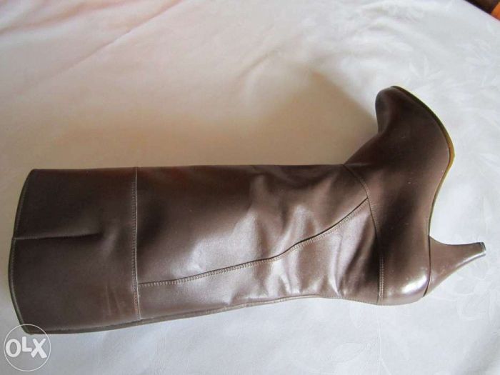 Cizme piele, nr. 35, noi, maro inchis + bonus+ Livrare Gratuita*