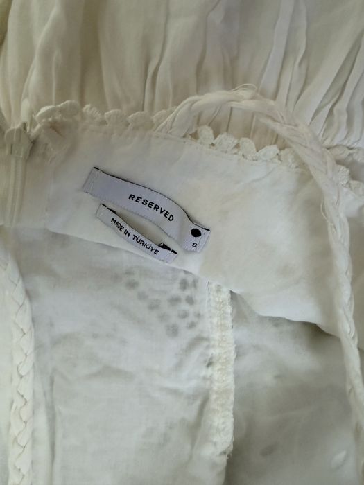 Rochie reserved, lunga alba bumbac, broderie englezeasca