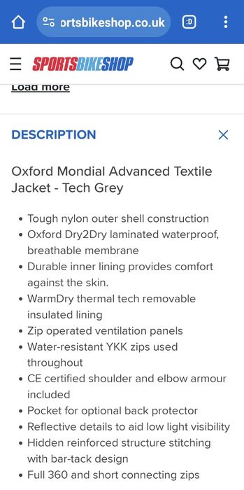 Geacă noua touring Oxford Mondial.