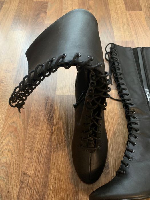 3 Cizme Zara piele neagră, lace-up mărimea 37