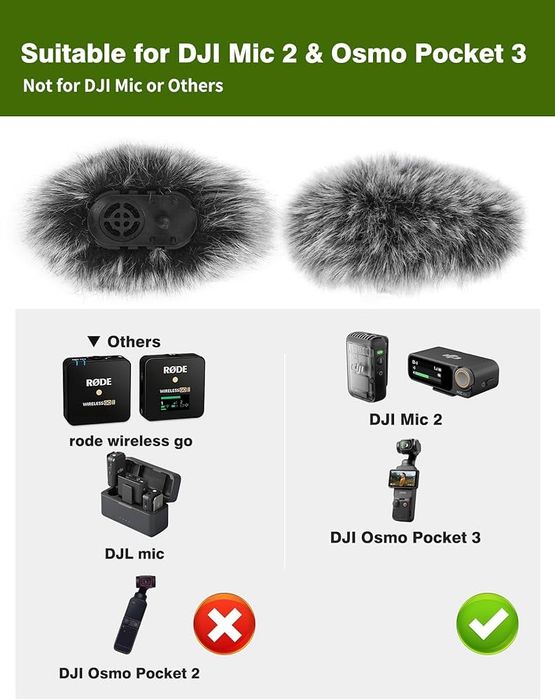 YOUSHARES Micro Windshield pentru DJI Mic 2 Lavalier Wireless