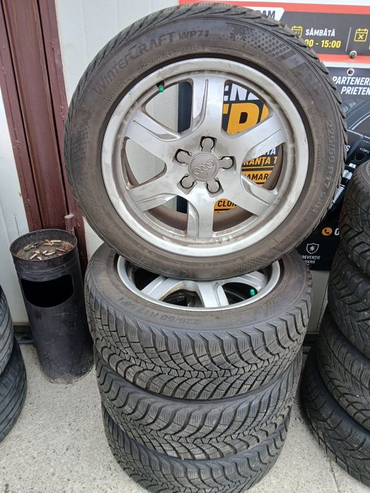 Jante aliaj R17,  5x112, originale Audi echipate cu anvelope de iarnă  M+S 225/50/R17 Kumho dot 2022 impecabile
