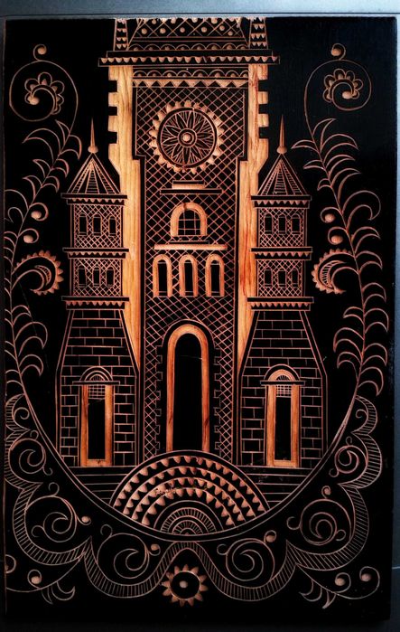 Стара картина - ръчна дърворезба