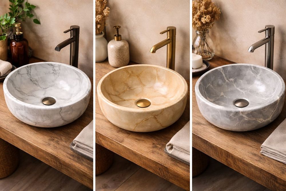 Chiuvetă de design din beton marmorat Ø32 cm – realizată manual