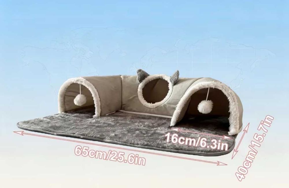 Легло с къща за Котки с Тунел за игра