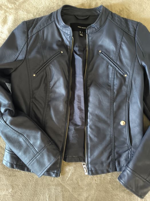 Кожено яке  синьо