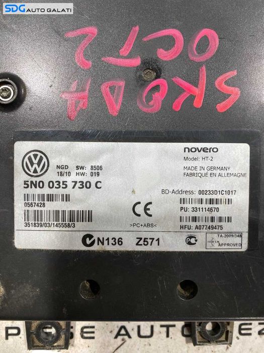 Unitate Modul Calculator Bluetooth Skoda Octavia 2 2008 - 2013 Cod 5N0035730C [L6467]