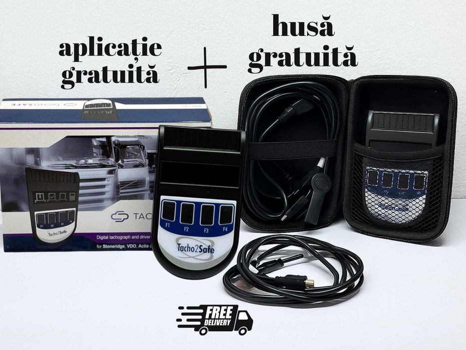 Cititor date tahografe și carduri șofer Tacho2Safe,cu aplicație +husă