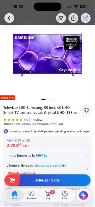 Urgent samsung Crystal 2025 ultima generatile 55 inch