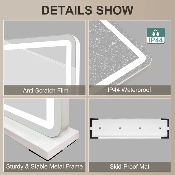 Лед LED Огледало Hollywood с осветление, 3 цвята, 580 x 480 мм c105