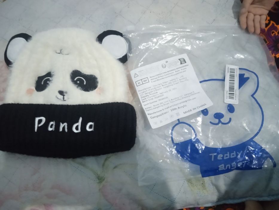 Panda shapka bolalar uchun. Xitoydan kelgan yangi