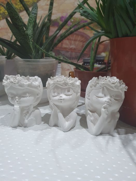 Кашпо из гипса 3 штуки