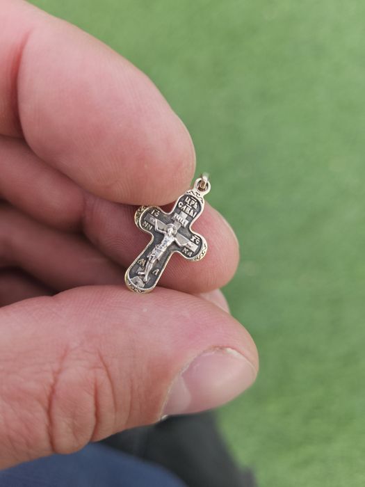 Крестик серебро с позолотой