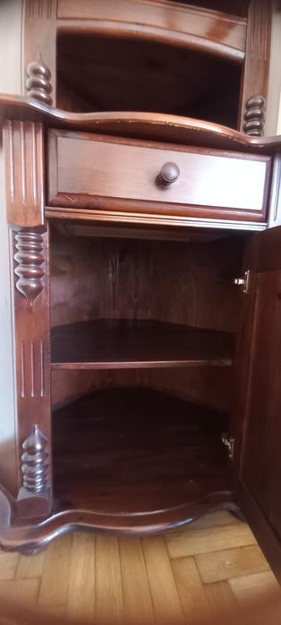 Piesă mobilier de colț cu vitrină - lemn masiv - VINTAGE