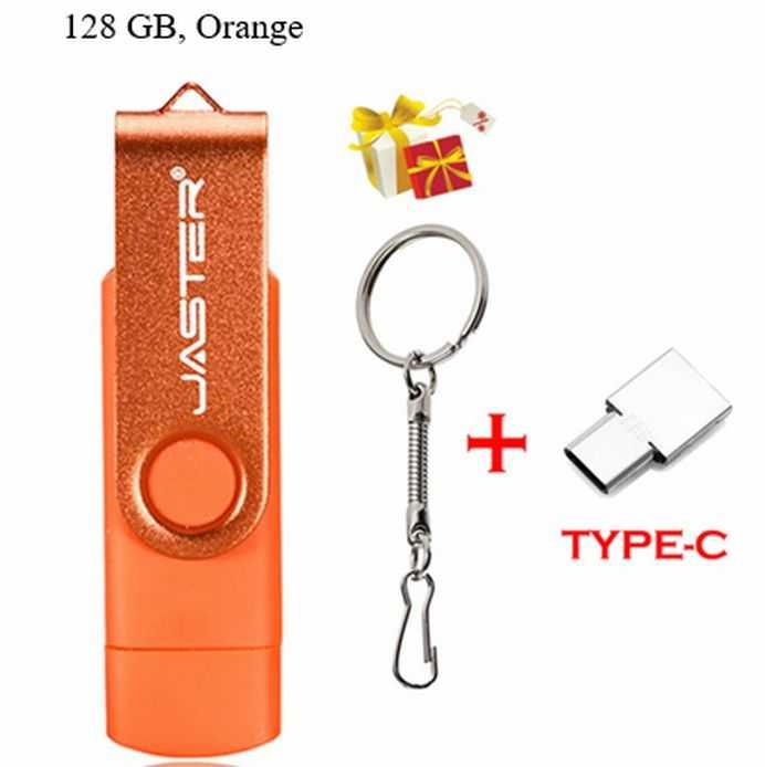 USB flash 128MB + micro USB +адаптер тип C+OTG+елегантен ключодържател