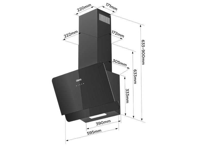 Кухненски Аспиратор CIARRA CBCB6765C, 60 см, 580 м³/ч, Черен