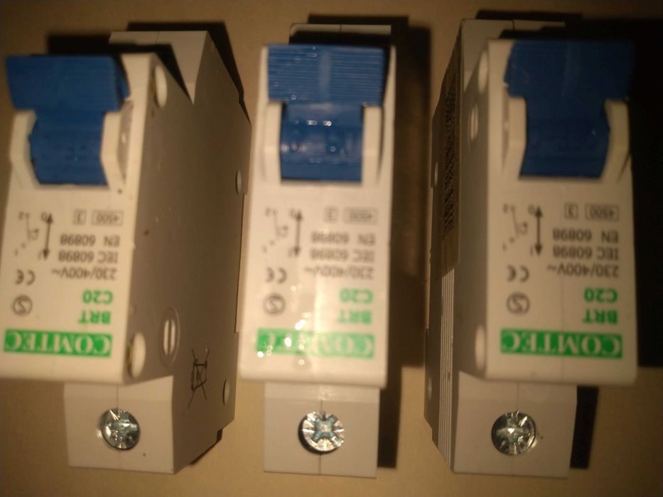 Set 3 Intrerupatoare automate 20A Comtec BRT 1P C20 4.5kA