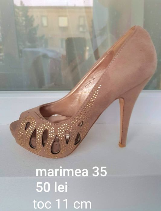 Pantofi noi eleganti crem bej damă decupați în față mărimea 35