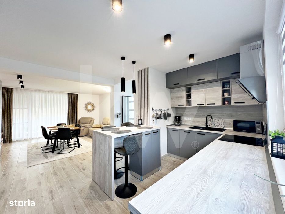 Casa noua 4 cam. moderna, mobilata si utilata, curte. 10 min. de Sibiu