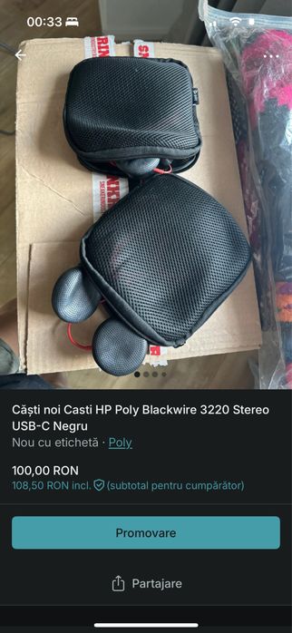 Căști noi Casti HP Poly Blackwire 3220 Stereo USB-C Negru