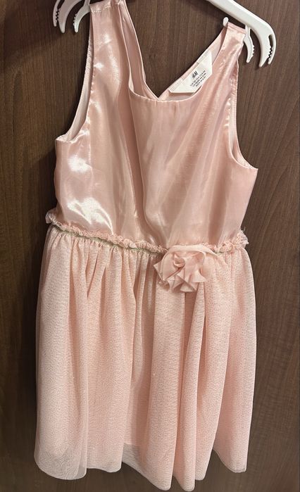 Бледо розова детска рокля H&M 8-9г