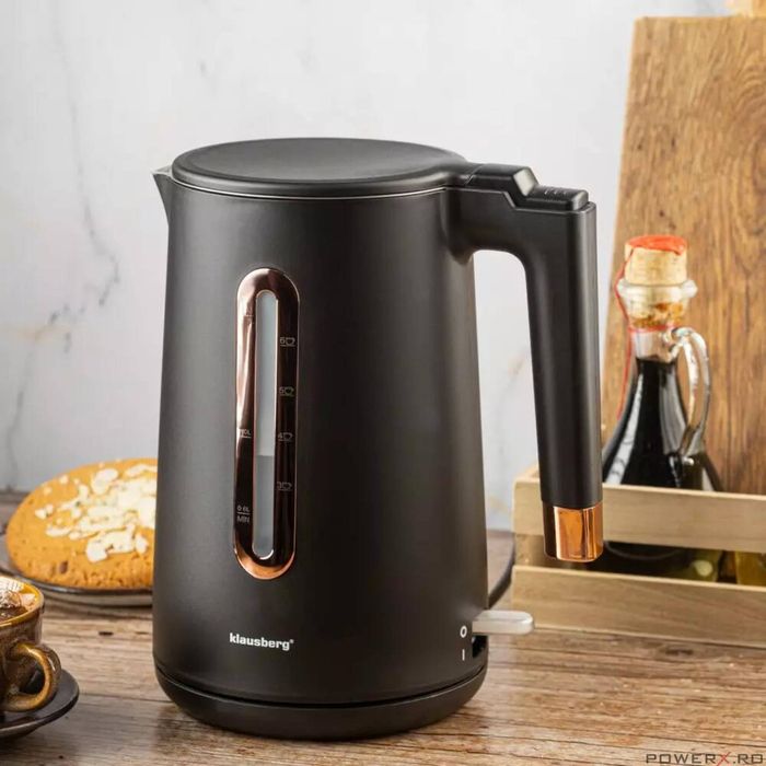 Fierbator electric, fabricat din otel inoxidabil, negru/auriu roz,