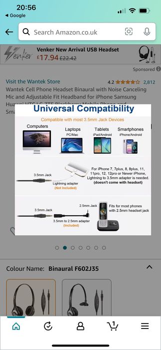 Слушалки с микрофон за мобилен телефон Wantek