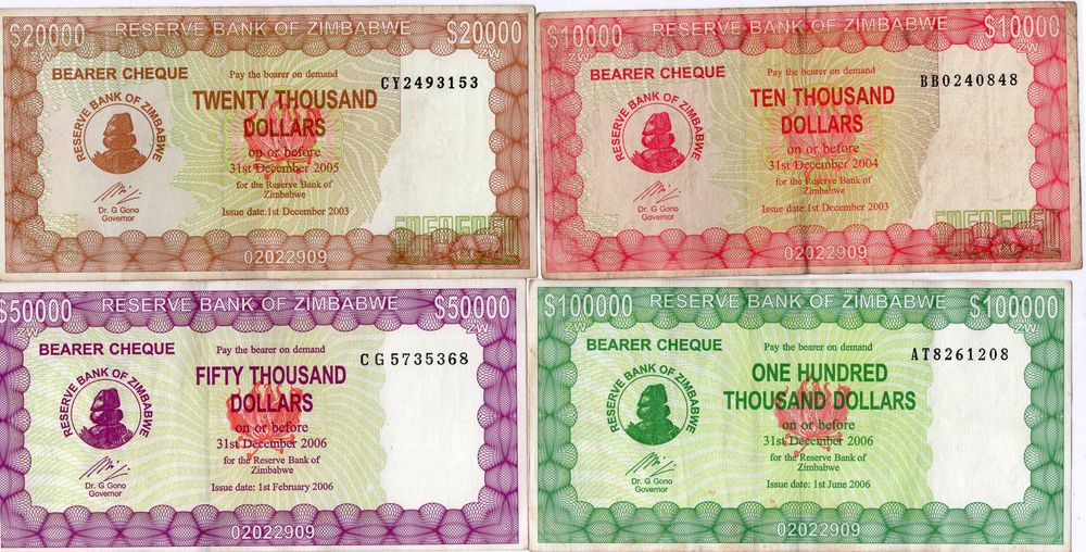 Lot bancnote Zimbabwe - 14 bancnote diferite