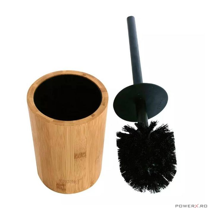 Perie pentru wc, cu suport din bambus, 10,5x10,5x36 cm, KingHoff