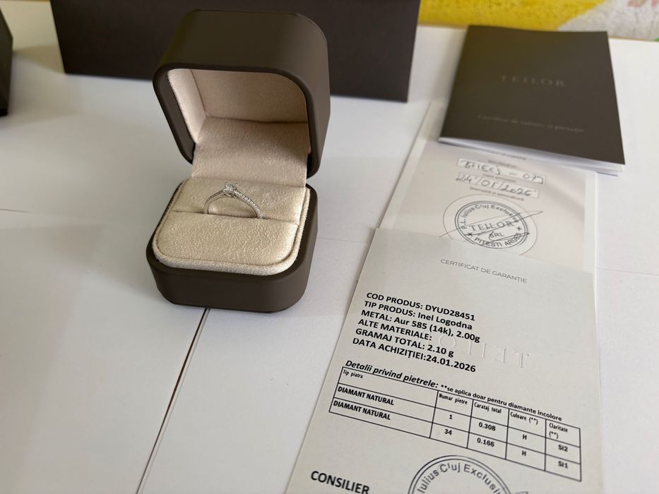 URGENT- Inel logodna TEILOR exclusive 35 diamante naturale+certificate