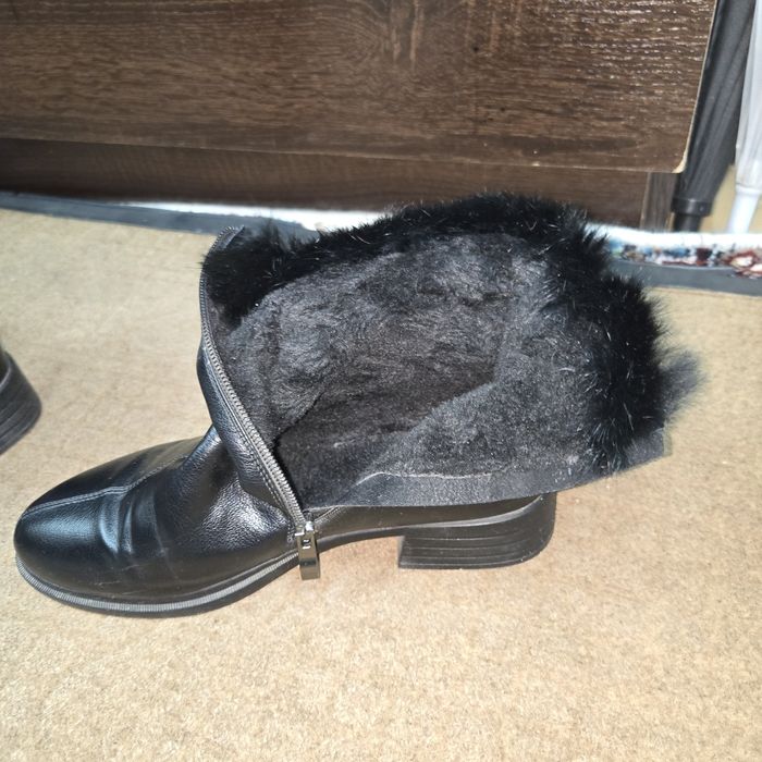 Сапоги зимние тёплые кожаные