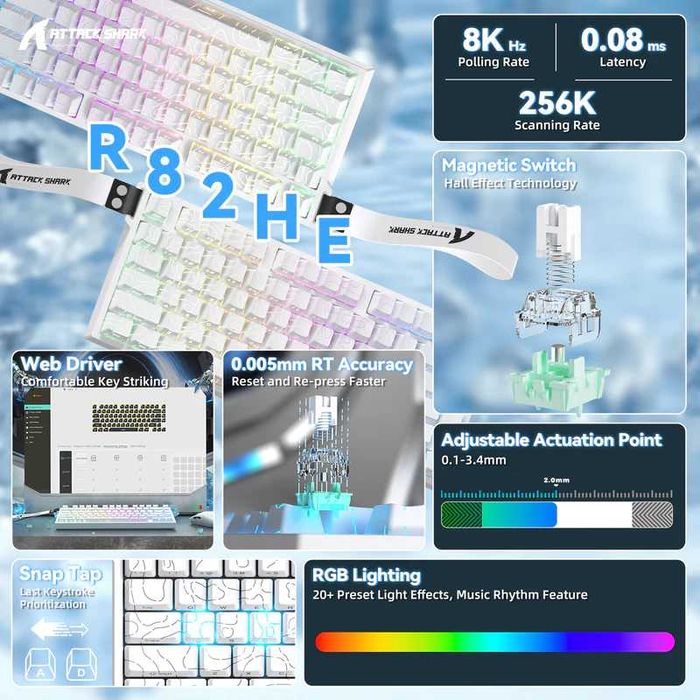 ATTACK SHARK R82 Геймърска магнетична клавиатура