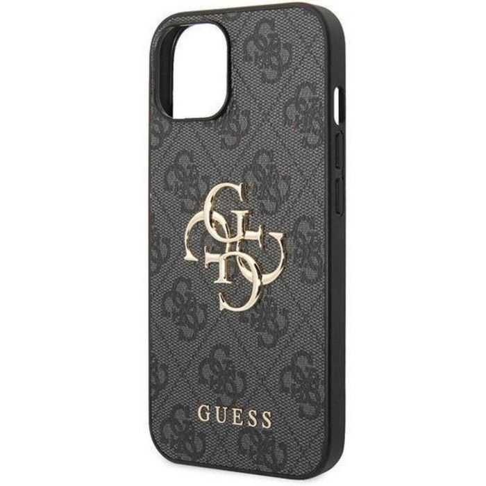 Husa PU 4G Metal Logo Guess pentru iPhone 15 Plus Gri