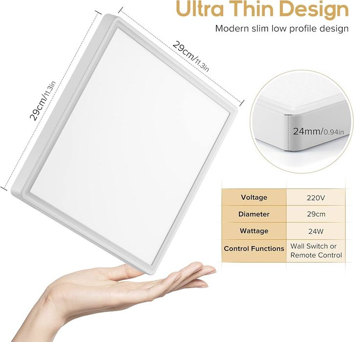 Лед плафон 2200 лумена, 24W студена светлина 6500К