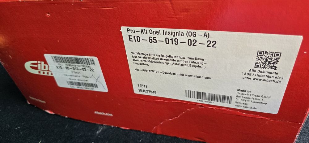Спортни пружини Eibach Pro kit за опел инсигния А