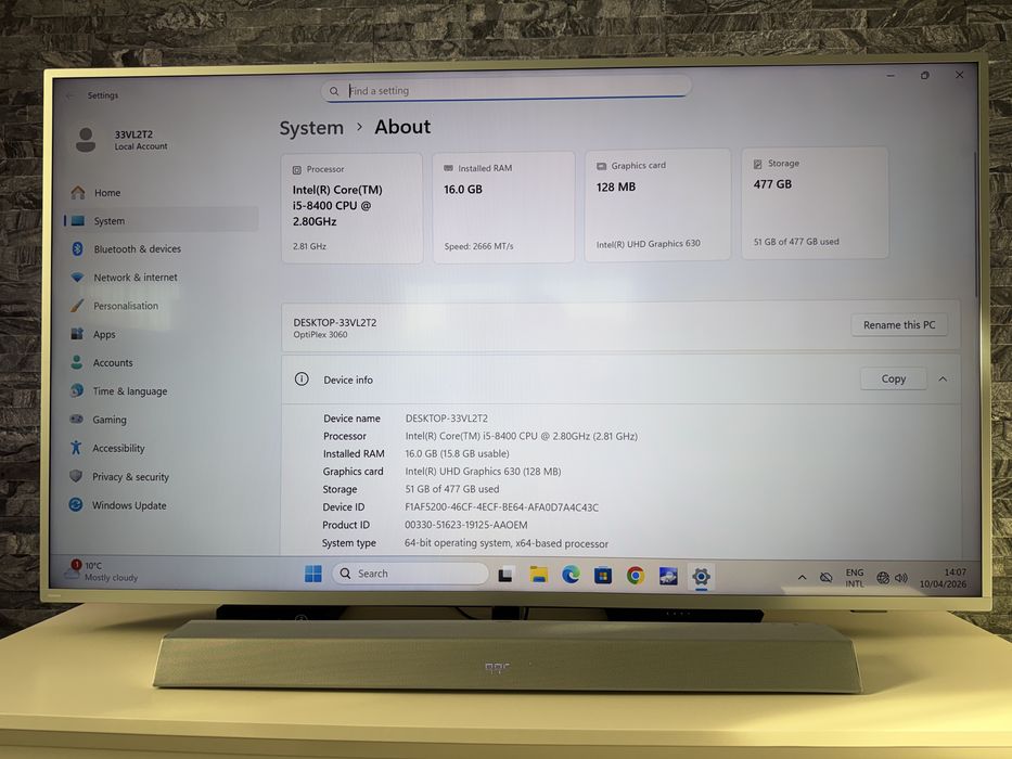 Unitate desktop CPU i5-8400, 16 Gb RAM DDR4, SSD 512 Gb