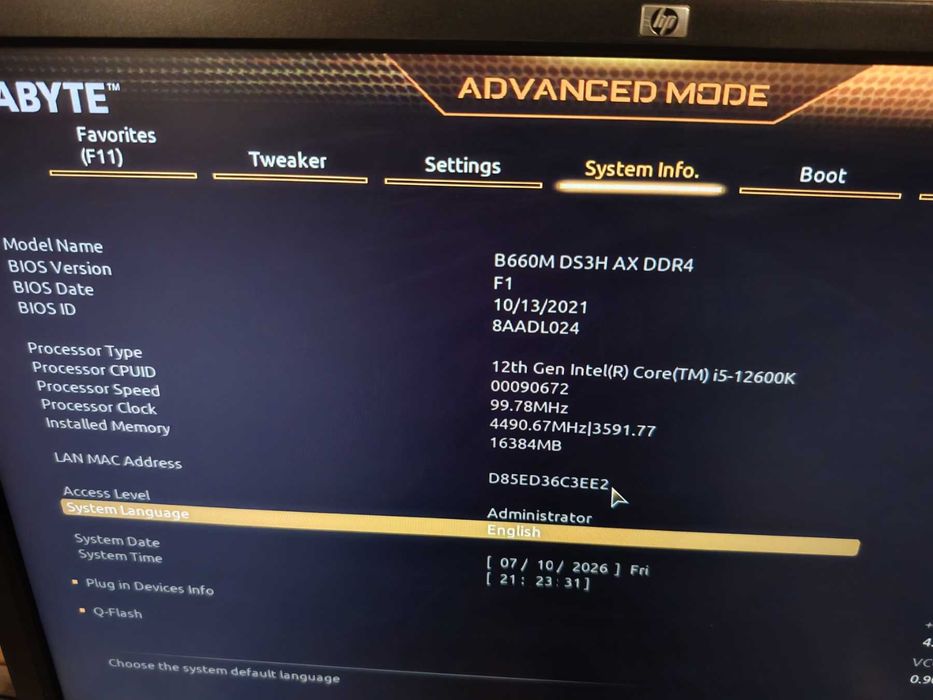 GIGABYTE B660M DS3H AX WiFI 6 + Intel Core i5-12600K 10 Cores