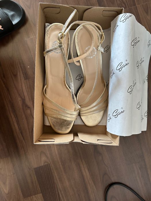 Pantofi aurii piele naturală