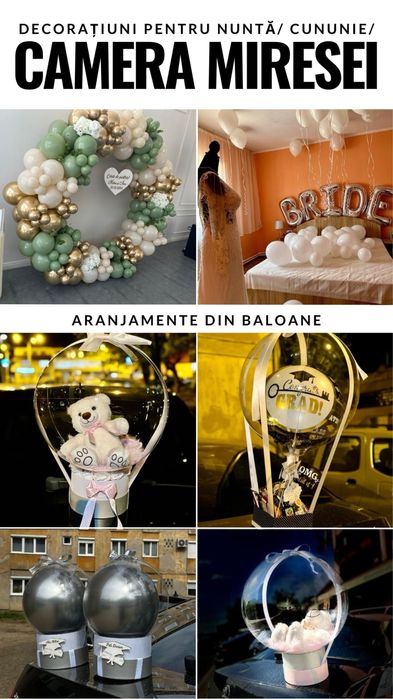 Aranjament baloane pentru botez/ nunta/ majorat