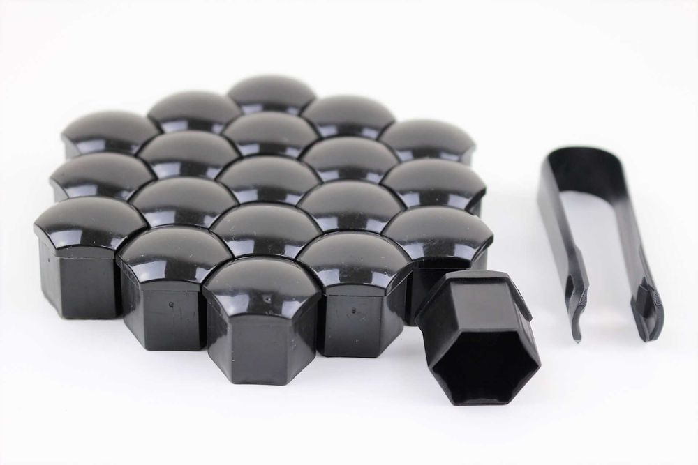 Капачки за болтове на джанти черни/хром 17мм / 19мм Универсални 20броя